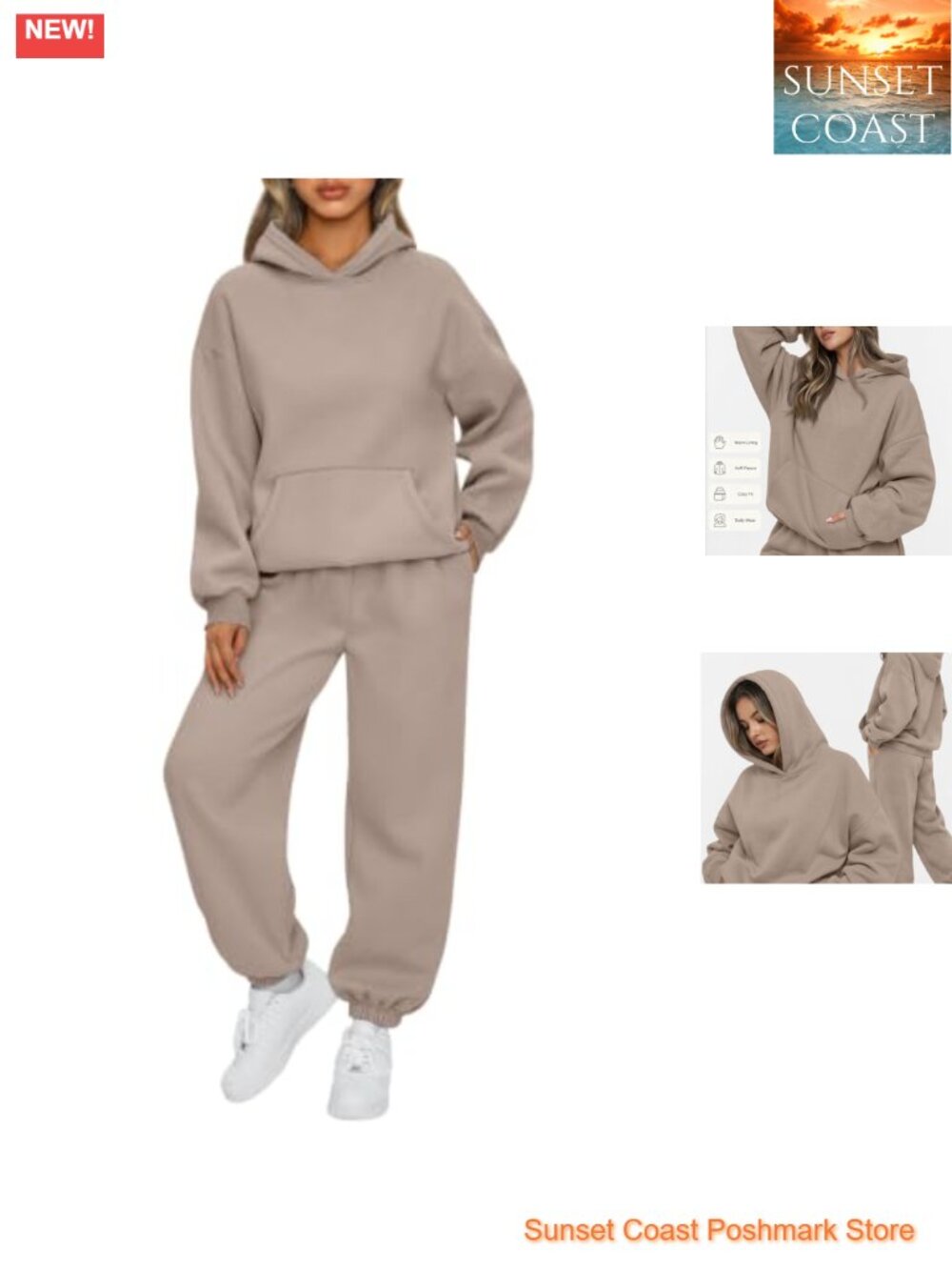 Women's 2 Piece Fleece Sweatsuit Set Oversized Hoodie Joggers Lounge Set